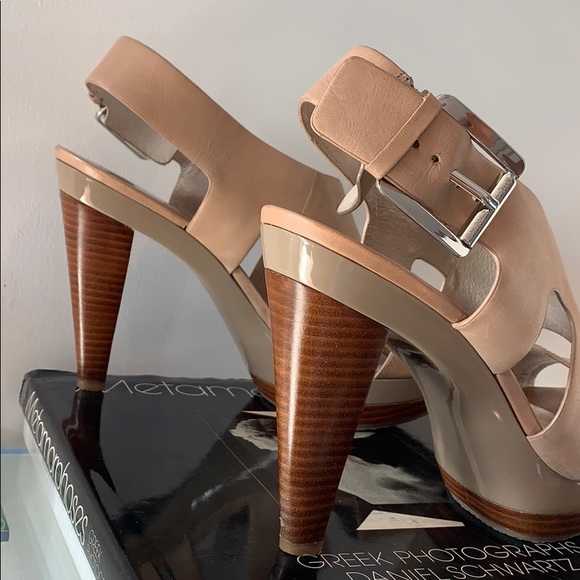 Michael Kors Nude Leather Platform Strap Heels 10m - Picture 4 of 8